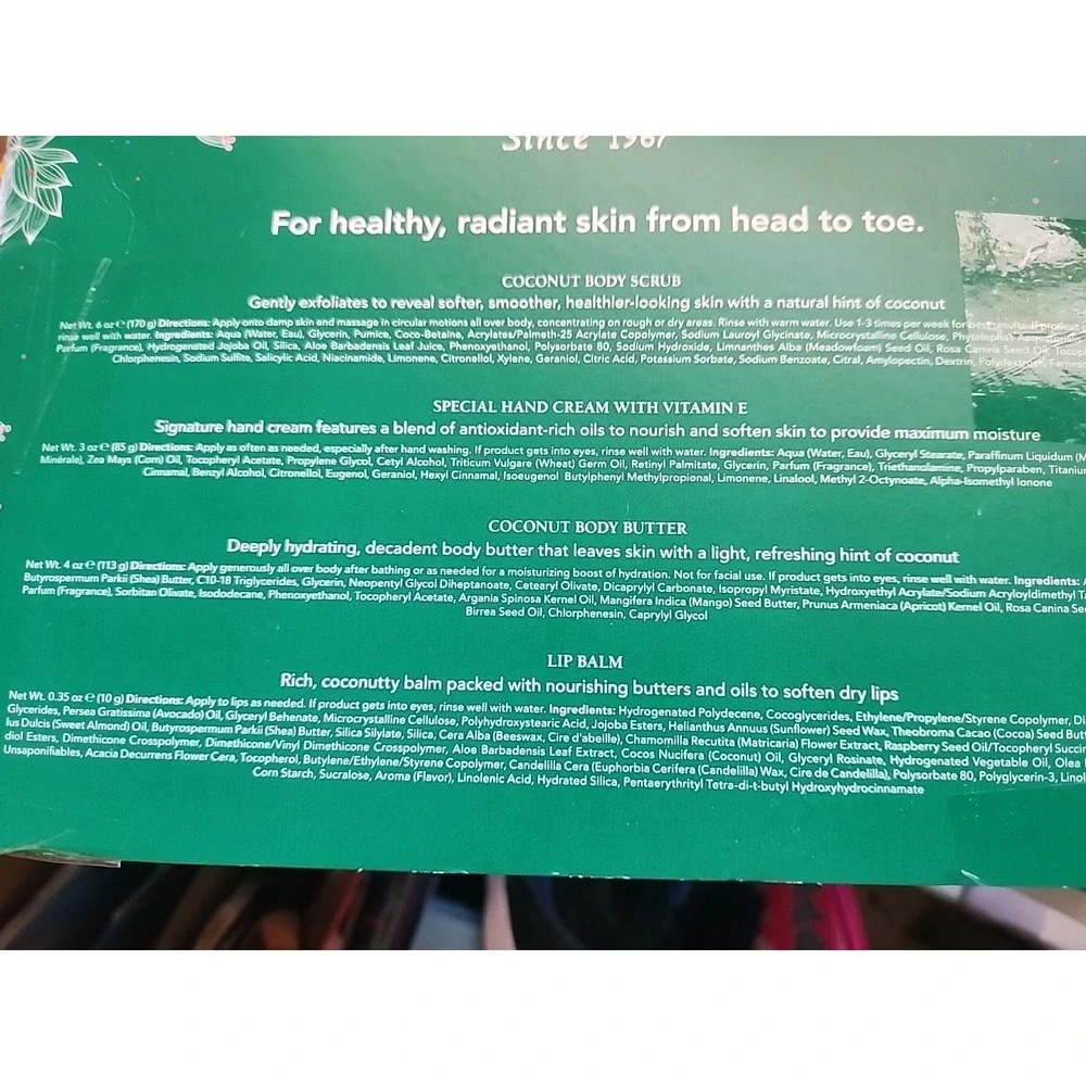 MARIO BADESCU‎ COCONUT BODY SCRUB, HAND CREAM, LIP BALM & BODY BUTTER - 4 PC SET
